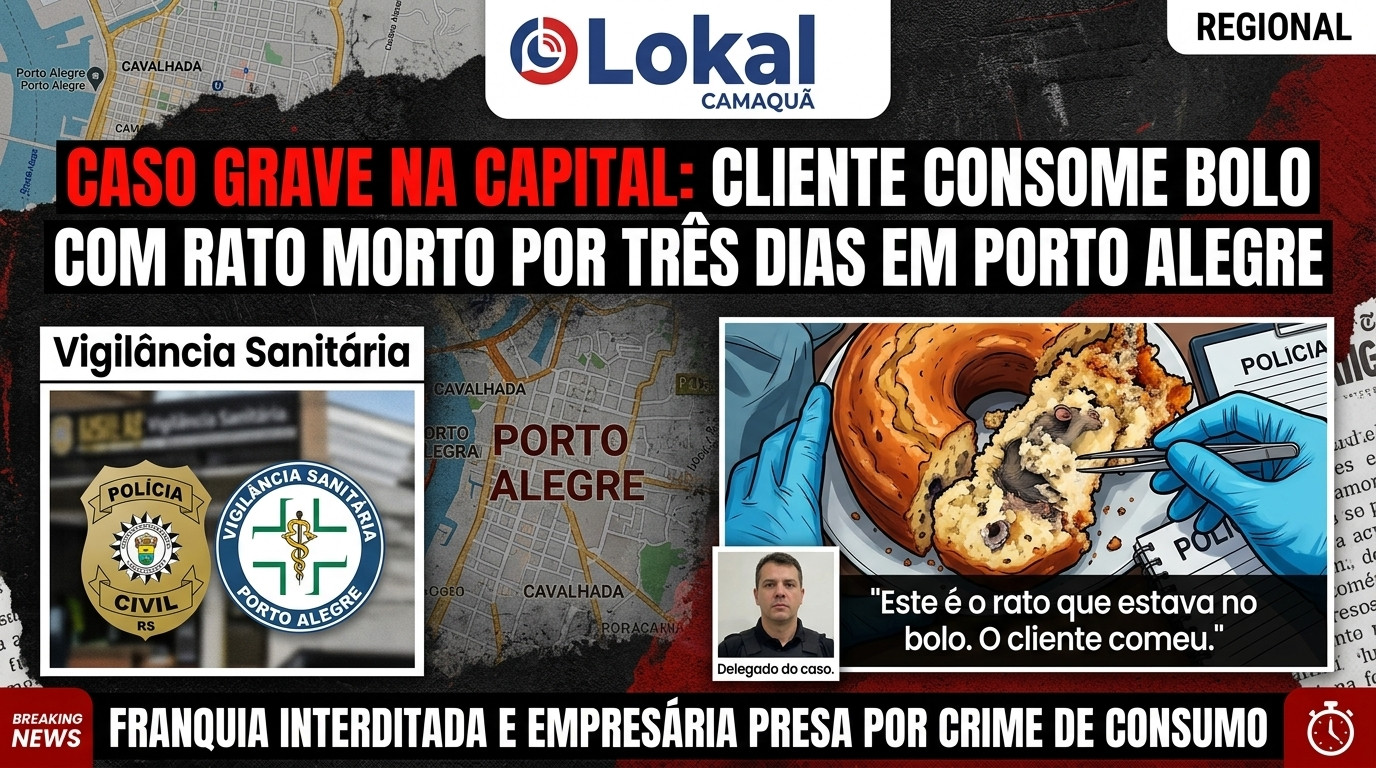 Caso grave na Capital: Cliente consome bolo com rato morto durante três dias em Porto Alegre; empresária é presa
